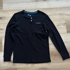 Columbia Black Henley Long Sleeve Shirt